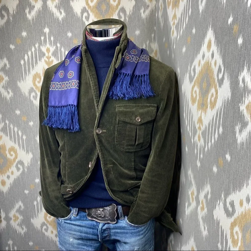 Polo Ralph Lauren Vintage Olive Green Cotton Corduroy Messenger Sport Coat
